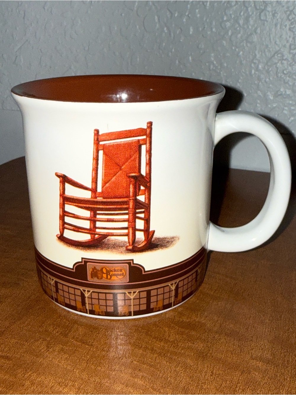 Cracker Barrel Cream and Brown Ceramic Coffee Mug